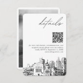 Carte D'accompagnement Indianapolis Mariage Détails modernes Code QR (Devant / Derrière)