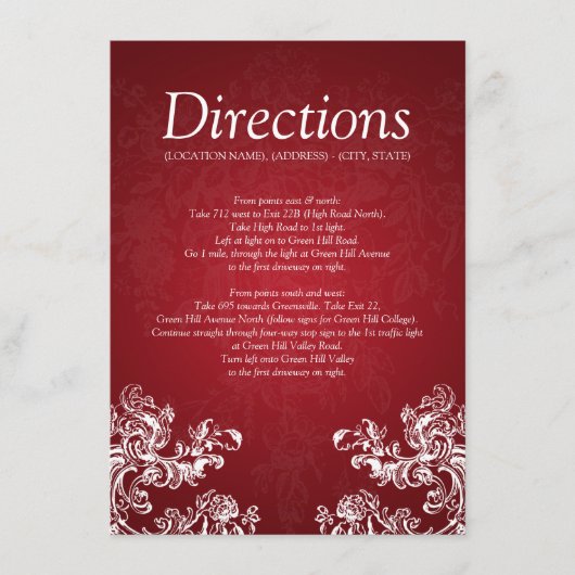 Carte D'accompagnement Indications de conduite de mariage Tourbillons vin (Devant)