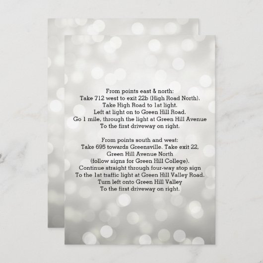 Carte D'accompagnement Indications de conduite pour mariage avec lumières (Devant / Derrière)