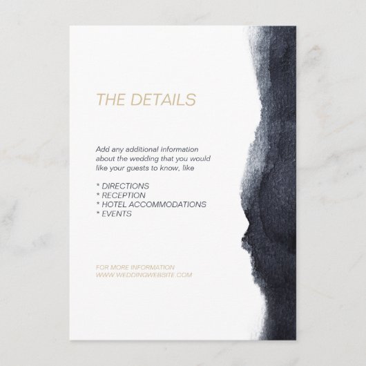 Carte D'accompagnement Indigo aquarelle moderne simple direction mariage (Devant)