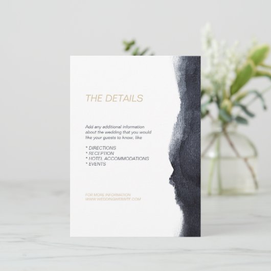 Carte D'accompagnement Indigo aquarelle moderne simple direction mariage (Debout devant)