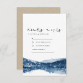 CARTE D'ACCOMPAGNEMENT INDIGO BLUE LAKE MOUNTAINS SNOWFALL MARIAGE RSVP (Devant / Derrière)
