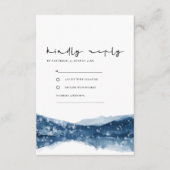 CARTE D'ACCOMPAGNEMENT INDIGO BLUE LAKE MOUNTAINS SNOWFALL MARIAGE RSVP (Devant)