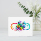 Carte D'accompagnement Infini lumineux avec papillon arc-en-ciel (Debout devant)