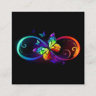 Carte D'accompagnement Infini vibrant avec papillon arc-en-ciel sur fond