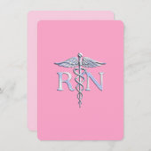 Carte D'accompagnement Infirmière autorisée RN Caduceus sur le rose clair (Devant / Derrière)