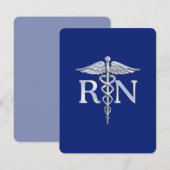 Carte D'accompagnement Infirmière autorisée RN Caduceus sur Navy Blue (Devant / Derrière)