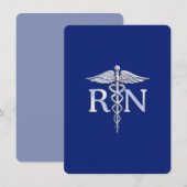 Carte D'accompagnement Infirmière autorisée RN Caduceus sur Navy Blue (Devant / Derrière)