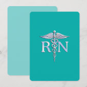 Carte D'accompagnement Infirmière autorisée RN Caduceus sur Turquoise (Devant / Derrière)