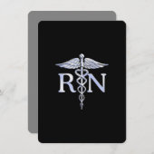Carte D'accompagnement Infirmière inscrite RN Silver Caduceus en noir (Devant / Derrière)