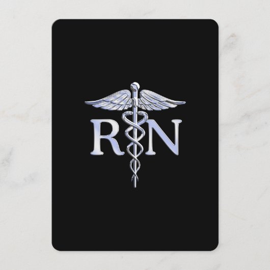 Carte D'accompagnement Infirmière inscrite RN Silver Caduceus en noir (Devant)