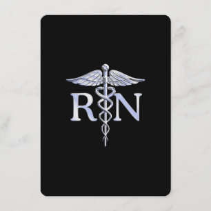 Carte D'accompagnement Infirmière inscrite RN Silver Caduceus en noir