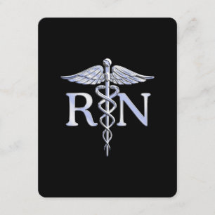 Carte D'accompagnement Infirmière inscrite RN Silver Caduceus en noir