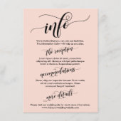 Carte D'accompagnement Info Mariage de script simple et complexe rose pâl (Devant)
