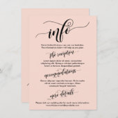 Carte D'accompagnement Info Mariage de script simple et complexe rose pâl (Devant / Derrière)