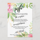 Carte D'accompagnement Info mariage Fleurs aquarelles Elaborer le script (Devant)