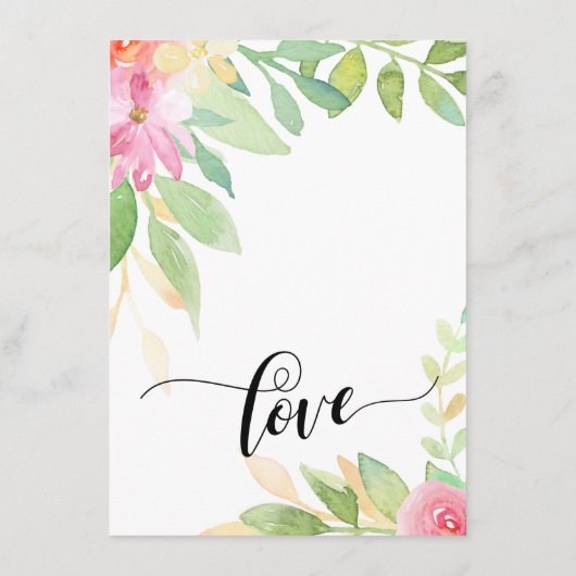 Carte D'accompagnement Info mariage Fleurs aquarelles Elaborer le script (Dos)