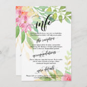 Carte D'accompagnement Info mariage Fleurs aquarelles Elaborer le script (Devant / Derrière)