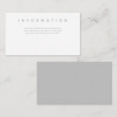 Carte D'accompagnement Information sur la typographie en gris blanc Micro (Devant / Derrière)