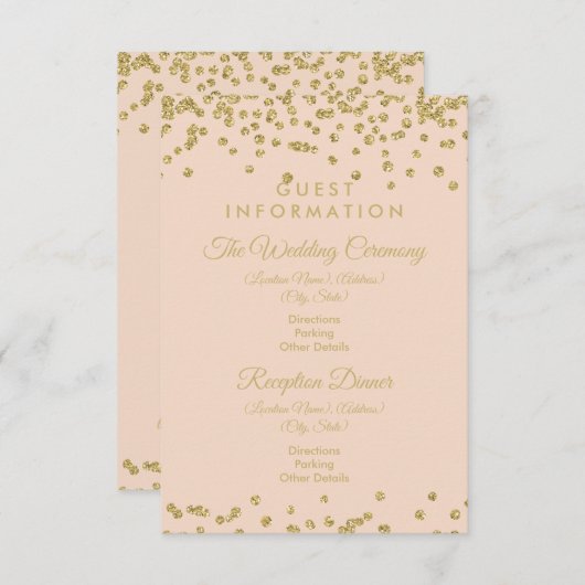 Carte D'accompagnement Informations clients Gold Parties scintillant Conf (Devant / Derrière)