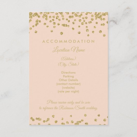 Carte D'accompagnement Informations clients Gold Parties scintillant Conf (Dos)