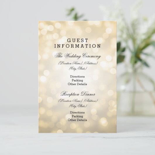 Carte D'accompagnement Informations clients mariage Parties scintillant G (Debout devant)
