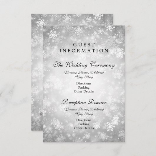 Carte D'accompagnement Informations clients Silver Winter Wonderland (Devant / Derrière)