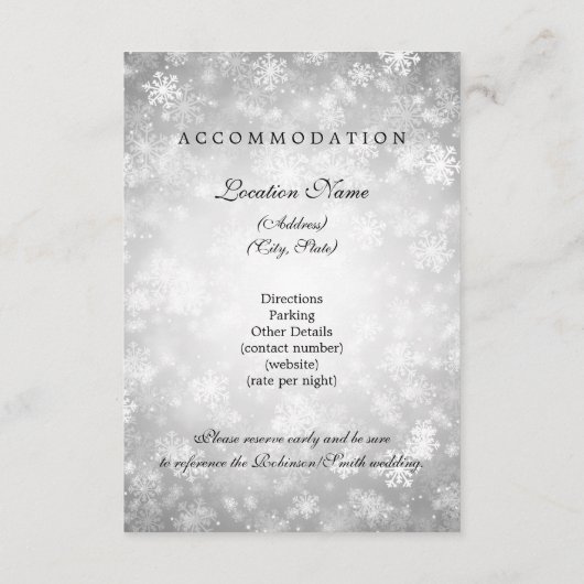 Carte D'accompagnement Informations clients Silver Winter Wonderland (Dos)