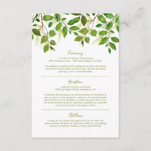 Carte D'accompagnement Informations de mariage de prairie d'élégante verd