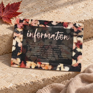 Carte D'accompagnement Informations de mariage en bois rustique de feuill