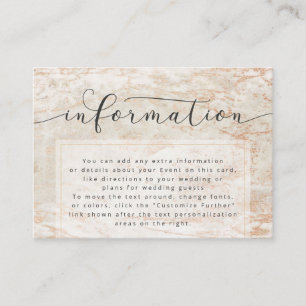 Carte D'accompagnement Informations de mariage en marbres modernes en cui