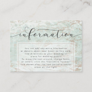 Carte D'accompagnement Informations de mariage en marbres modernes vert m