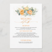 Carte D'accompagnement Informations de mariage Fleurs Orange Pastel Invit (Devant)