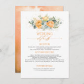 Carte D'accompagnement Informations de mariage Fleurs Orange Pastel Invit (Devant / Derrière)