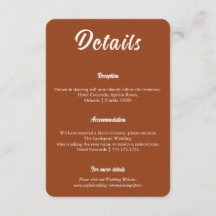 Informations de mariage minimaliste en terre cuite