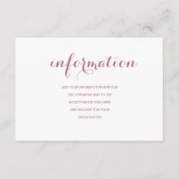Informations de mariage simple moderne en or rose