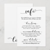 Carte D'accompagnement Informations de mariage Simple Noir & Blanc Script (Devant / Derrière)