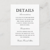 Carte D'accompagnement Informations de mariage simples formelles blanc et (Devant)