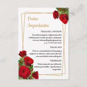 Carte D'accompagnement Informations détaillées sur le mariage espagnol éc