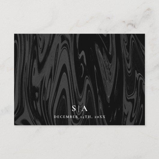 Carte D'accompagnement Informations élégantes sur le mariage en marbre no (Dos)