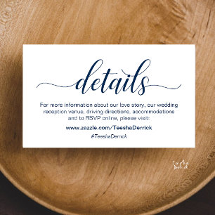 Carte D'accompagnement Informations et détails de mariage minimaliste chi