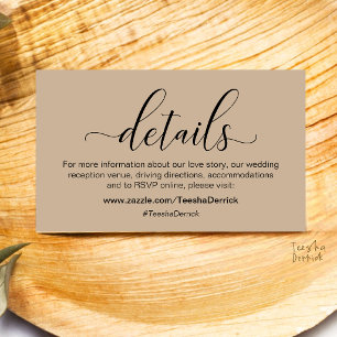 Carte D'accompagnement Informations et détails de mariage minimaliste cla