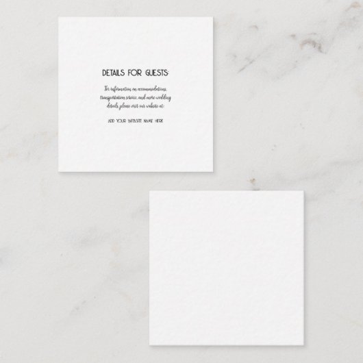 Carte D'accompagnement Informations mariage Clients Noir Blanc Simple (Devant / Derrière)