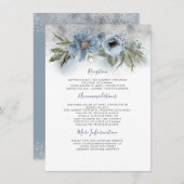 Carte D'accompagnement Informations Mariage Dusty Blue Et Silver Invité (Devant / Derrière)