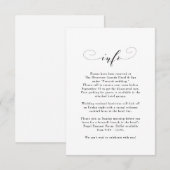 Carte D'accompagnement Informations mariage simples et simples (Devant / Derrière)
