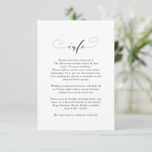 Carte D'accompagnement Informations mariage simples et simples (Debout devant)