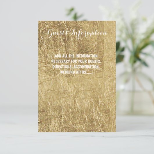 Carte D'accompagnement Informations pour les invités de mariage en feuill (Debout devant)