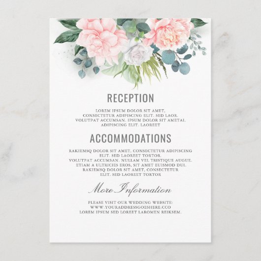 Carte D'accompagnement Informations pour les invités de mariage floral ro (Devant)