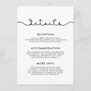 Carte D'accompagnement Informations simples et mignonnes pour les invités
