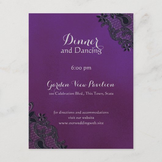 Carte D'accompagnement Informations sur la réception de la florale noire (Devant)